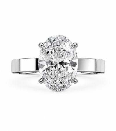 Lab-grown diamonds - Oval E VS1 Lab-Grown Diamond Engagement Ring, Cigar Band | Gold, Platinum or Silver