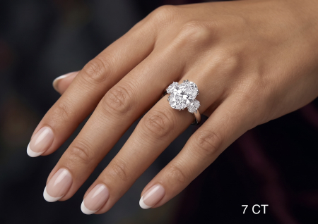 Inel de Logodna cu Diamant de Laborator Oval 1-4 Carate E VS1 cu Diamante Marquise și Rotunde | Argint, Aur sau Platina [5]