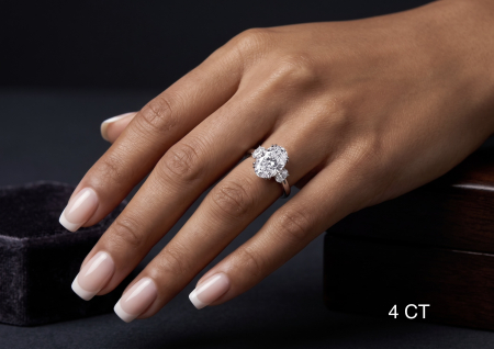 Inel de Logodna cu Diamant de Laborator Oval 1-4 Carate E VS1 cu Diamante Marquise și Rotunde | Argint, Aur sau Platina [4]