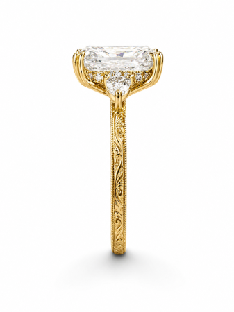 Radiant E VS1 Lab-Ground Diamond Engagement Ring | Hidden Halo Vintage | Silver, Gold, Platinum [5]