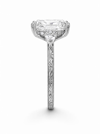 Radiant E VS1 Lab-Ground Diamond Engagement Ring | Hidden Halo Vintage | Silver, Gold, Platinum [6]