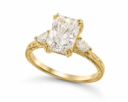Radiant E VS1 Lab-Ground Diamond Engagement Ring | Hidden Halo Vintage | Silver, Gold, Platinum [4]