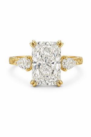 Radiant E VS1 Lab-Ground Diamond Engagement Ring | Hidden Halo Vintage | Silver, Gold, Platinum [1]