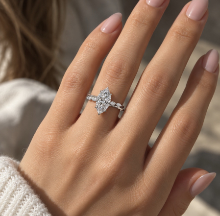 Inel de Logodnă Diamant de Laborator Marquise – The Giselle [7]