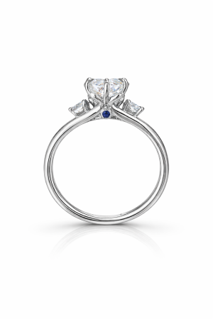 Inel de logodnă diamant laborator marchiz E VS1 cu diamante laterale și safir | Argint, Aur sau Platina [3]