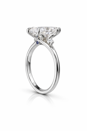 Inel de logodnă diamant laborator marchiz E VS1 cu diamante laterale și safir | Argint, Aur sau Platina [6]