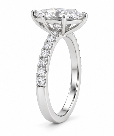 Inel Logodnă Moissanite Marchiz Hidden Halo D VVS | Argint [2]