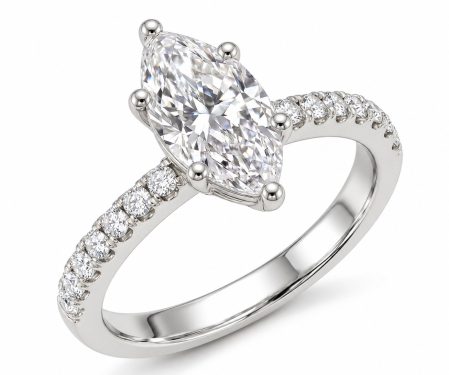 Inel Logodnă Moissanite Marchiz Hidden Halo D VVS | Argint [1]