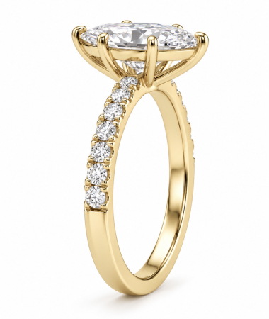 Inel Logodnă Moissanite Marchiz Hidden Halo D VVS | Argint [5]