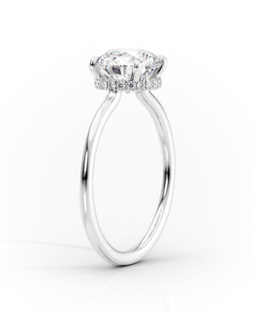 Inel logodnă diamant laborator oval halo ascuns | Aur sau Platină | Stil Hailey Bieber [4]