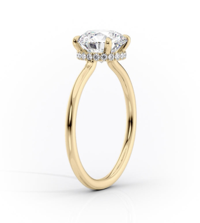 Inel logodnă diamant laborator oval halo ascuns | Aur sau Platină | Stil Hailey Bieber [5]