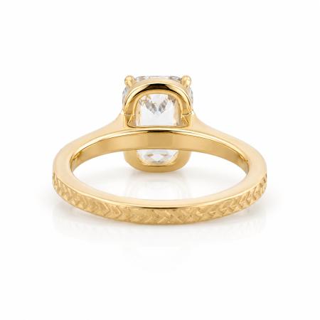 Inel logodna diamant laborator Ashoka (Criss Cut) – Model vintage, Setare bezel | Argint, Aur sau platina [6]