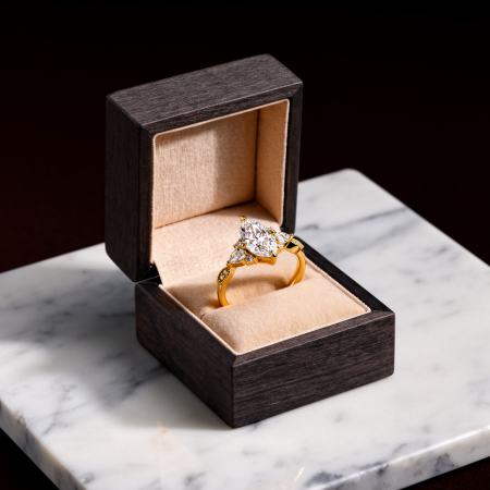 Marquise Lab-Ground Diamond Engagement Ring with Pear & Round Side Diamonds | Vintage Milgrain Design [8]
