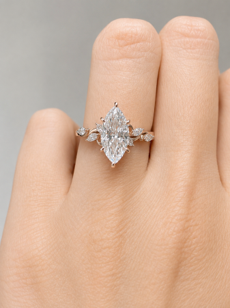 Lab-grown Diamond Marquise Engagement Ring | Gold 10K, 14K, 18K, Platinum or Sterling Silver [11]