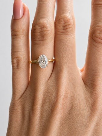 Inel de logodna cu diamant cultivat in laborator oval 1 CT Certificat IGI | Argint, Aur sau Platina [10]