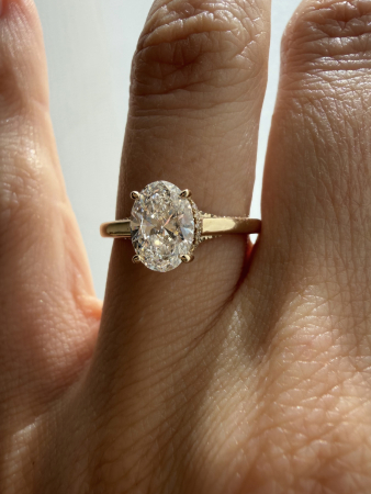 Inel de logodna cu diamant cultivat in laborator oval 1 CT Certificat IGI | Argint, Aur sau Platina [7]