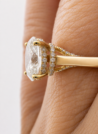 Inel de logodna cu diamant cultivat in laborator oval 1 CT Certificat IGI | Argint, Aur sau Platina [9]