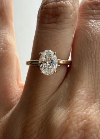 Inel de logodna cu diamant cultivat in laborator oval 1 CT Certificat IGI | Argint, Aur sau Platina [6]