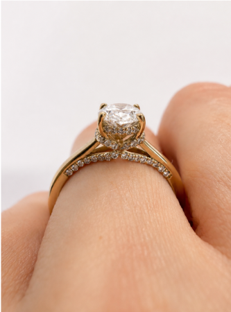 Inel de logodna cu diamant cultivat in laborator oval 1 CT Certificat IGI | Argint, Aur sau Platina [11]