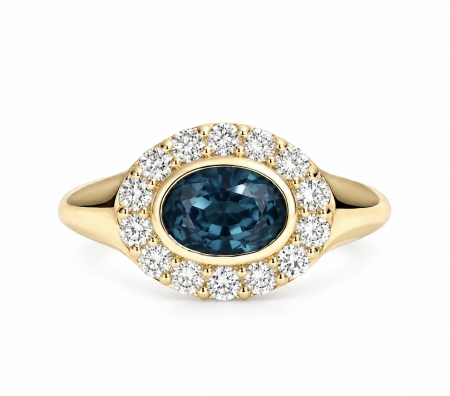 Inele - Inel Pinky cu London Blue Topaz 1 ct și Moissanite - The Juliette