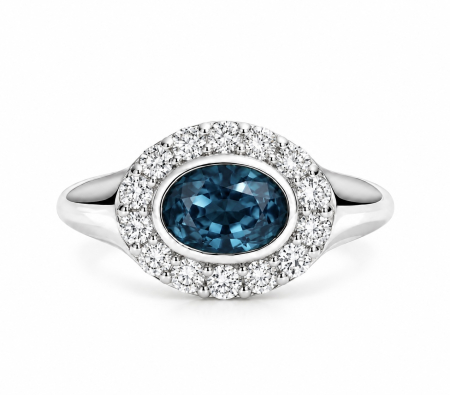 Inel Pinky cu London Blue Topaz 1 ct și Moissanite - The Juliette [1]