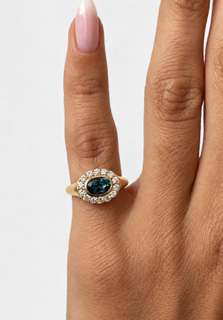 Inel Pinky cu London Blue Topaz 1 ct și Moissanite - The Juliette [5]