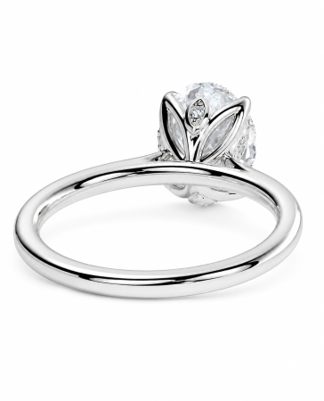 Inel de logodnă cu diamant de laborator oval E VS1, setare florala | Argint, Aur sau Platină [7]