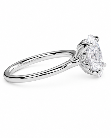Inel de logodnă cu diamant de laborator oval E VS1, setare florala | Argint, Aur sau Platină [9]