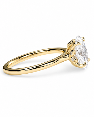 Inel de logodnă cu diamant de laborator oval E VS1, setare florala | Argint, Aur sau Platină [8]
