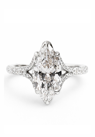 Inele de logodna - Inel de logodna Moissanite Marchiz D VVS1 setare tulip | Aur sau Platina