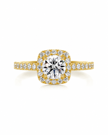 Inel de Logodnă cu Moissanite Rotund 0,5 Carate D VVS1 Halo & Pave |Aur sau Platină [1]
