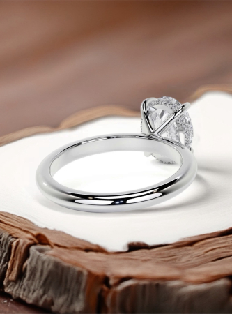 Inel Logodnă Moissanite Oval Crushed Ice D VVS | Halo Ascuns | Aur sau Platină [7]