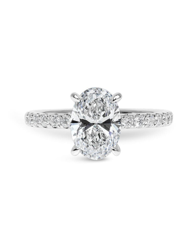 Aur - Inel logodna moissanite oval 2 CT (7x9 mm) D VVS – hidden halo | aur sau platină