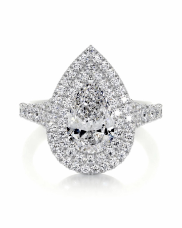 Inel de Logodnă cu Moissanite Para Halo Dublu Pave | aur sau platină