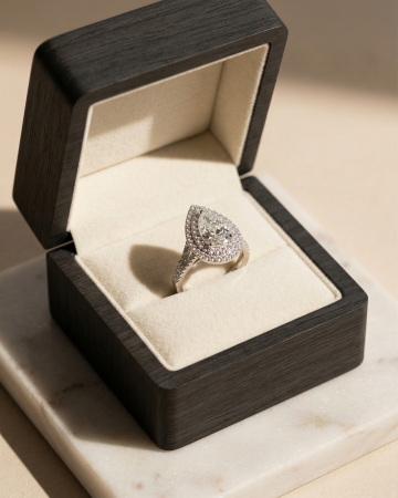 Double Halo Pear Moissanite Engagement Ring | Gold or Platinum [6]