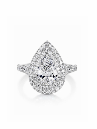 Inele de logodna - Inel de Logodnă cu Moissanite Para Halo Dublu Pave | aur sau platină