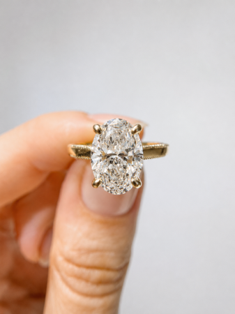 Inel de logodna diamant de laborator oval 1.5 ct vintage Tacori | Argint, Aur, Platina [10]