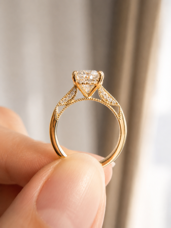 Inel de logodna diamant de laborator oval 1.5 ct vintage Tacori | Argint, Aur, Platina [9]