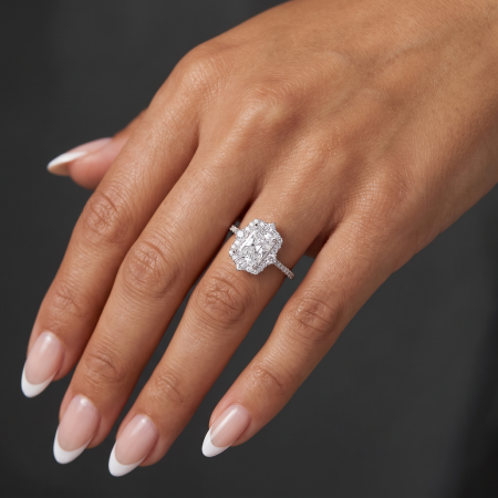 4-carat moissanite engagement ring with radiant halo pavé setting in gold or platinum, D VVS1 [6]