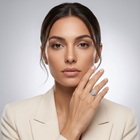 4-carat moissanite engagement ring with radiant halo pavé setting in gold or platinum, D VVS1 [7]