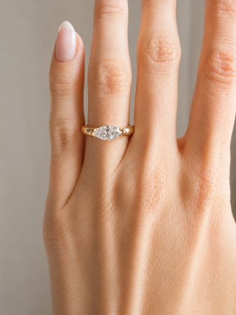 The Sola – Inel de logodnă cu moissanite marquise 1 ct East-West Semi-bezel [9]