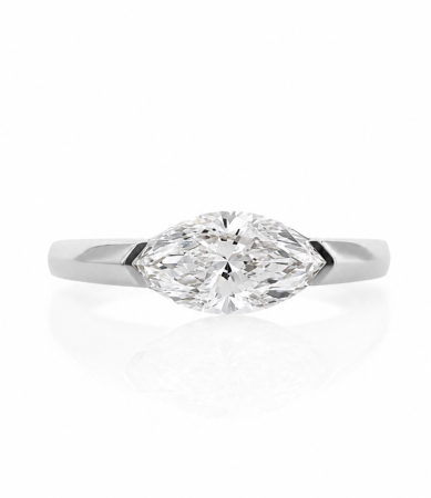 Inele - The Sola – Inel de logodnă cu moissanite marquise 1 ct East-West Semi-bezel