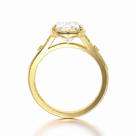 Inel de Logodnă Moissanite Elongated Cushion Vintage | Filigran și Milgrain| Argint, Aur sau Platină [2]