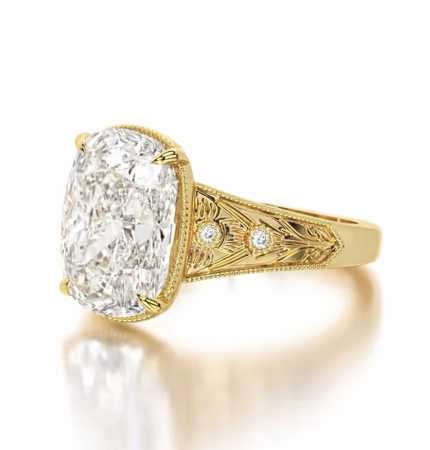 Inel de Logodnă Moissanite Elongated Cushion Vintage | Filigran și Milgrain| Argint, Aur sau Platină [1]