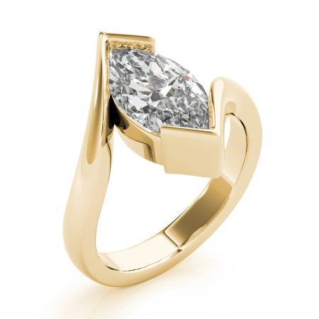 The Vesper - Chevron Bypass Setting Marquise Moissanite Solitaire Ring [3]