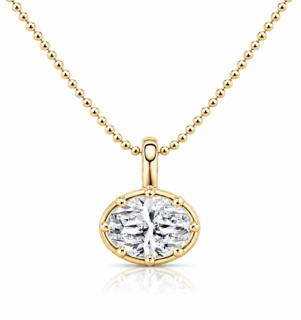 Lant cu pandantiv din argint cu Moissanite Oval 2 CT [1]