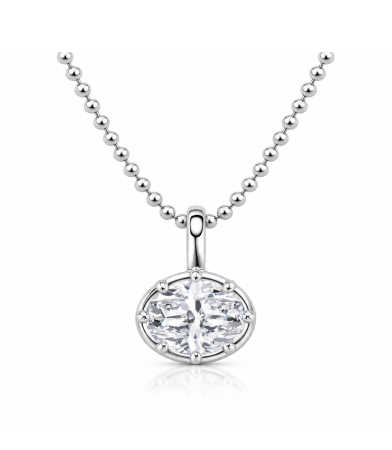 Lanturi - Lant cu pandantiv din argint cu Moissanite Oval 2 CT