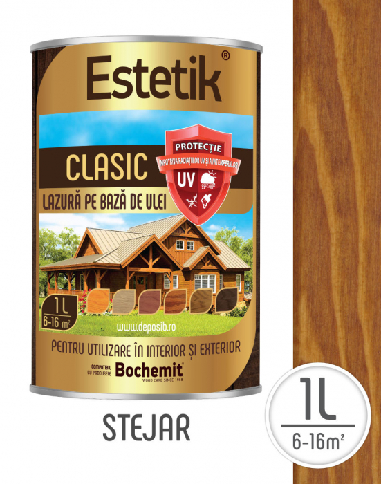 Lazura lemn Estetik Clasic 1L Stejar – pe baza de ulei, protectie UV [1]