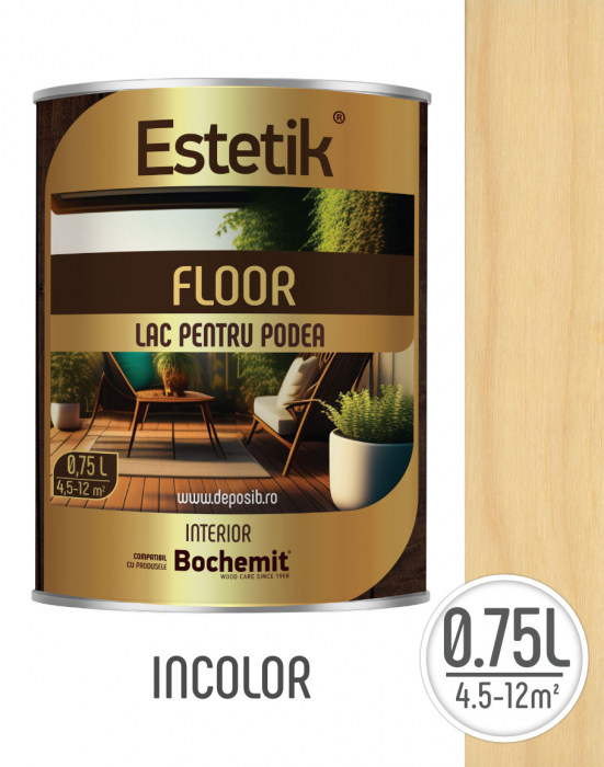Lac lemn incolor pentru podea Estetik Floor 0.75L, acoperire 4.5-12mp [1]