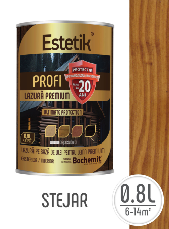 Estetik PROFI - Bait lemn Estetik Profi 0.8L Stejar – protecție UV și apă, durabilitate 20 ani